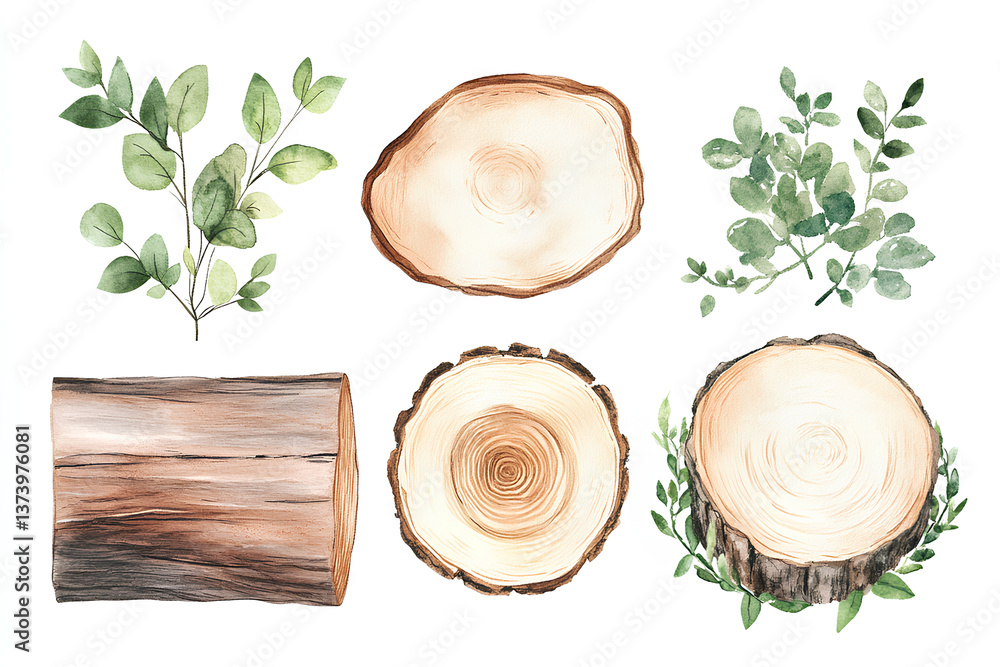 Obraz premium set of wooden logs isolated