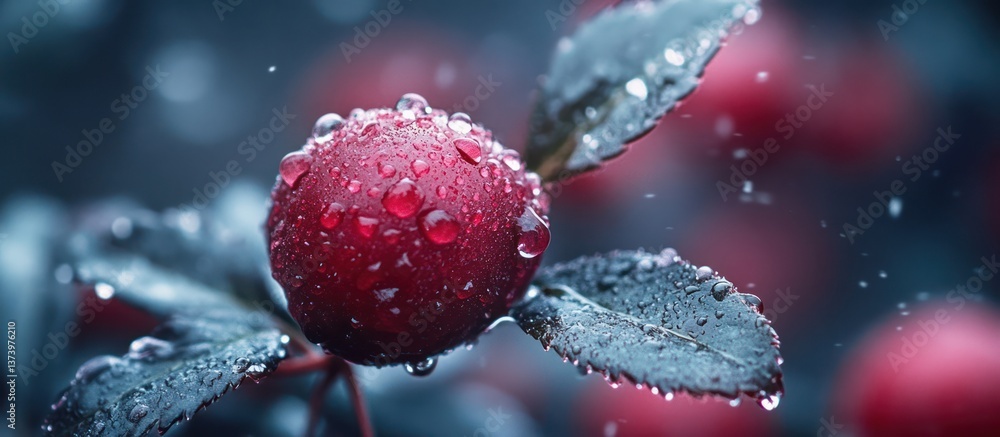 Rain-soaked berry, garden closeup, bokeh Rain-soaked berry, garden closeup, bokeh