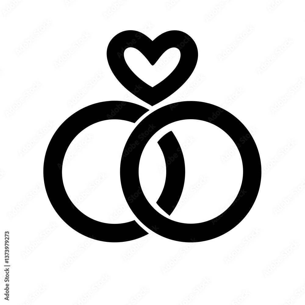 3D wedding rings with heart vector illustration 3D wedding rings with heart vector illustration