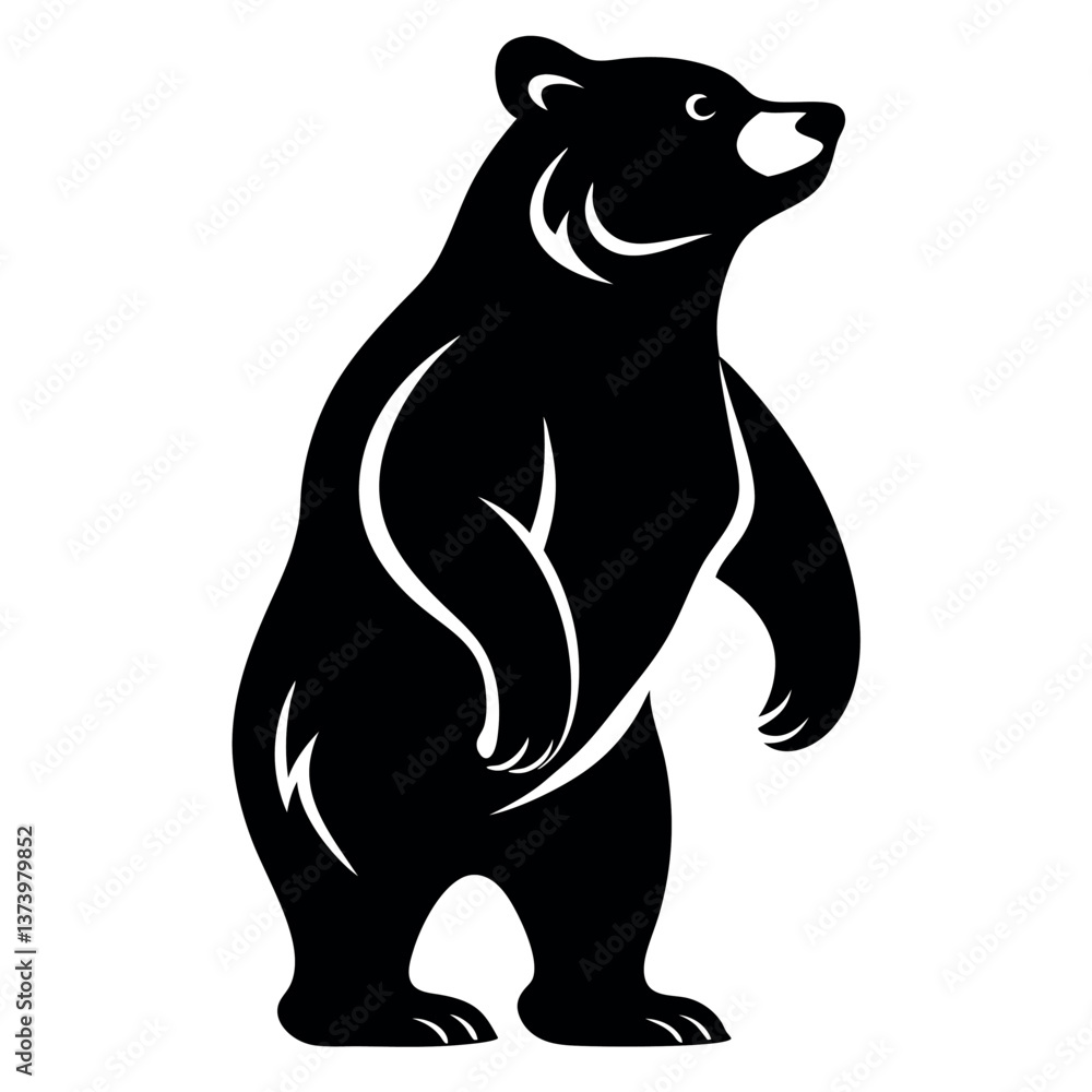 Fototapeta premium A bear-standing-on-hind-legs-silhouette-vector.