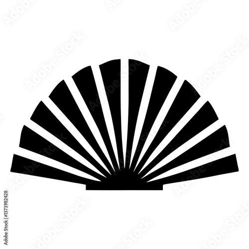 Black and white Japanese fan vector illustration