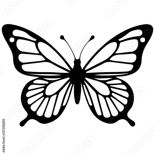 Minimalist Butterfly in Line Art Style, Elegant, Decorative Vector Illustration