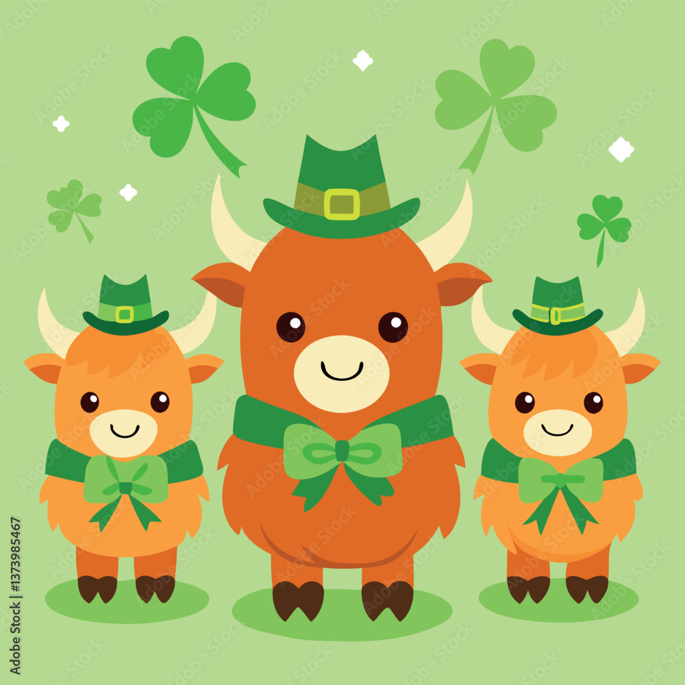 Three adorable highland cows dressed in festive. Three adorable highland cows dressed in festive.