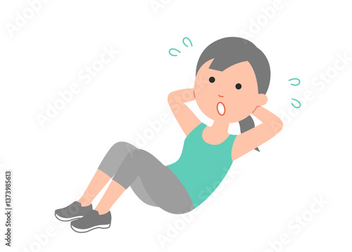 腹筋運動で体を鍛える若い女性