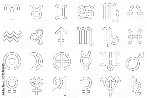 Zodiac Symbol Frame Line Art