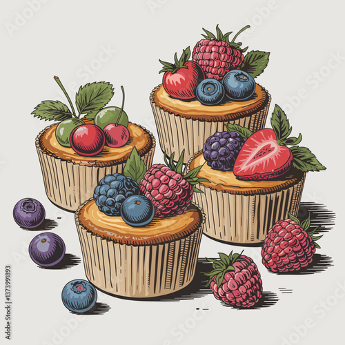 Colorful Mini Fruit Cheesecakes in Cupcake Liners