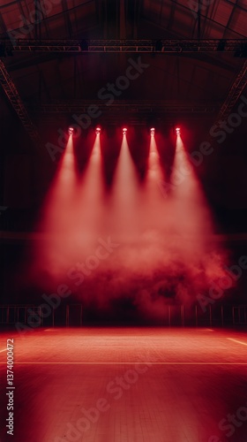 Red Lighting Creates Dynamic Atmosphere in an Empty Performance Space During ...
