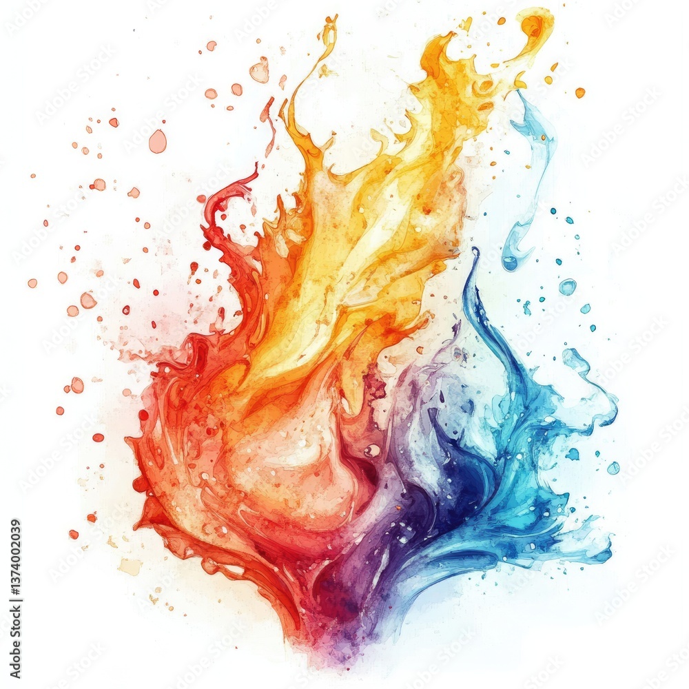 Fototapeta premium splash, water, paint, fire, drop, color, grunge, liquid, ink, illustration, vector, design, art, bubble, splatter, texture, stain, dirty, watercolor, splat, spray, droplet, drip, backdrop, colorful, s