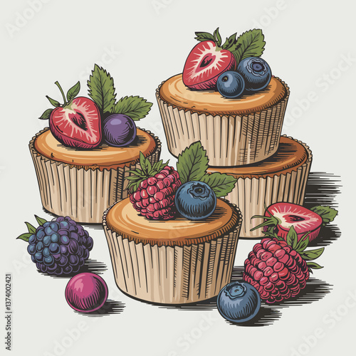 Colorful Mini Fruit Cheesecakes in Cupcake Liners