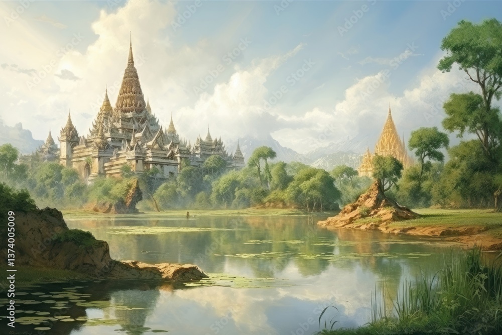 Obraz premium Landscape outdoors painting scenery.