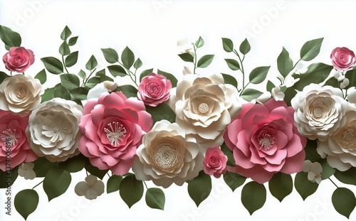 Beautiful Handmade Paper Flowers Displayed on a Light Background for Decor or...