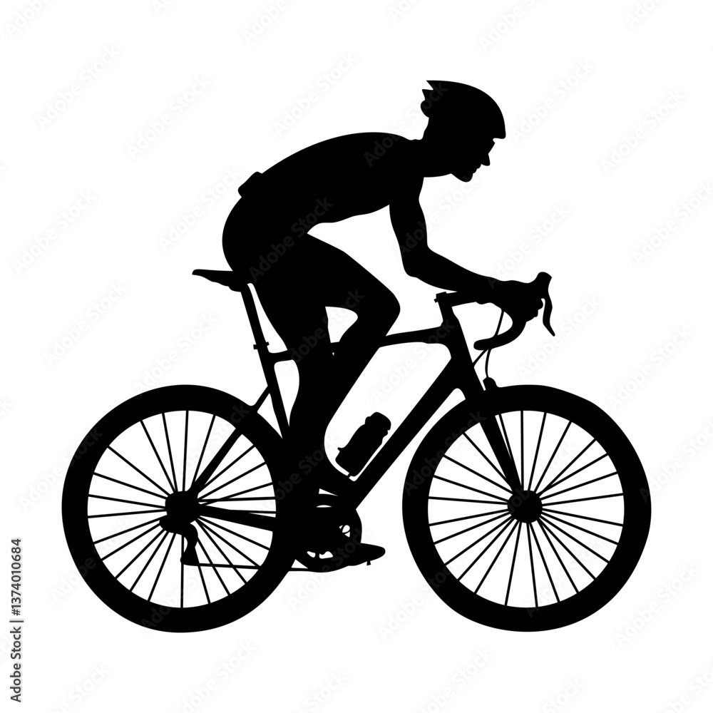 Obraz premium silhouette of a cyclist, road bike cycling sports, fitness riding vector illustration