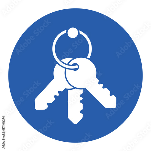 Isolated pictogram icon, hanged keys on a keychain, symbolize access, return key here, security, password