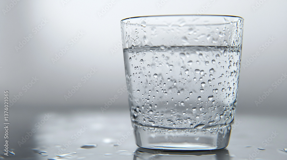 Clear glass cup with water droplets on the surface Clear glass cup with water droplets on the surface
