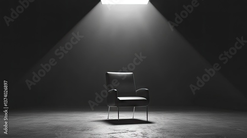 Obraz na płótnie A modern chair centered in an empty room with a spotlight creating contrast w salonie