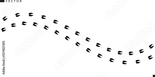 Deer paw prints vector. Animal footprints silhouette 