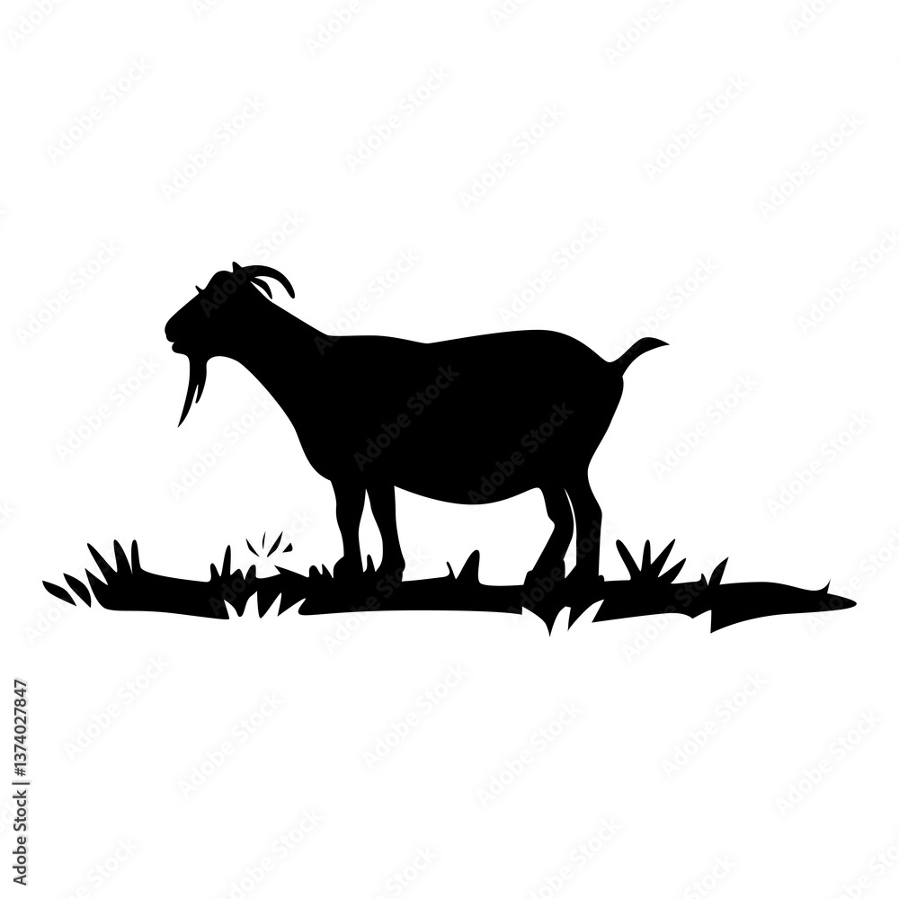 Obraz premium goat silhouette, black isolated. Vector illustration