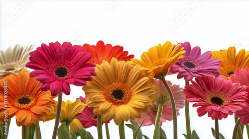 Colorful Gerbera Daisies Arranged Beautifully in a Vibrant Display Against a ...