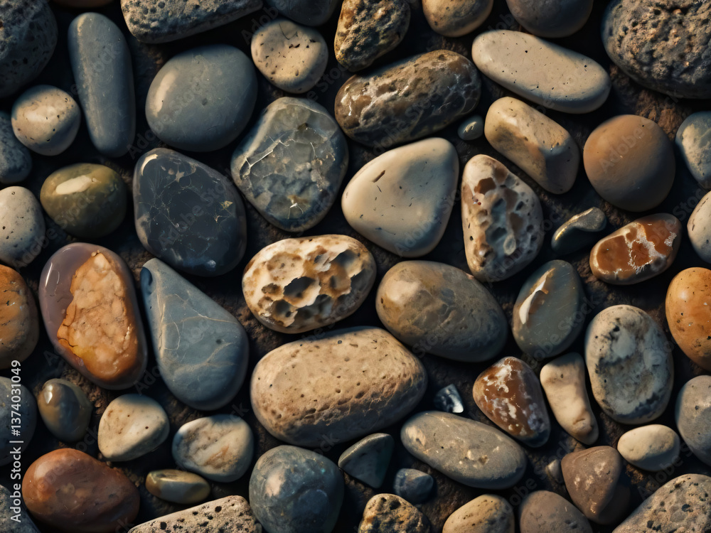 The stones have different patterns and textures.