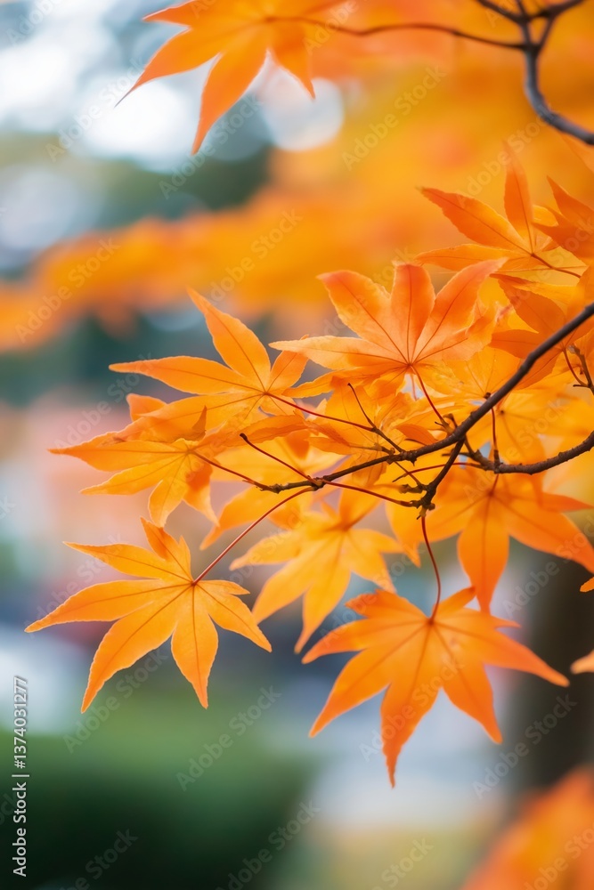 A close-up view of orange maple leaves, capturing the essence of autumn's beauty and vibrancy. A close-up view of orange maple leaves, capturing the essence of autumn's beauty and vibrancy.