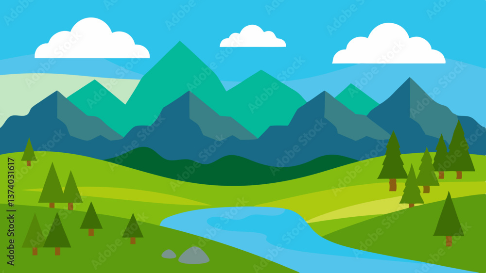 Obraz premium landscape with mountains and trees