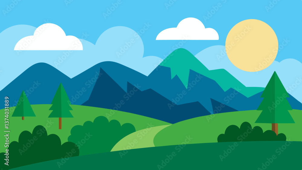 Obraz premium landscape with mountains and trees