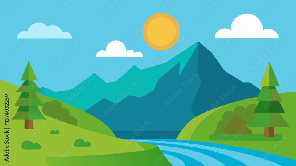 landscape with mountains and trees landscape with mountains and trees