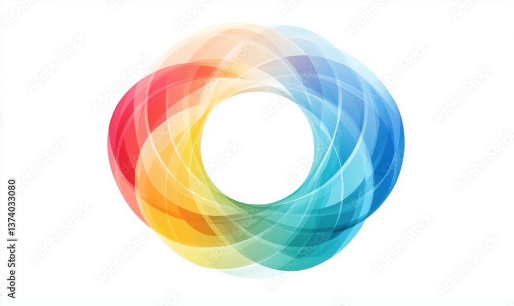 Fototapeta premium Colorful abstract circular design with overlapping waves and gradients