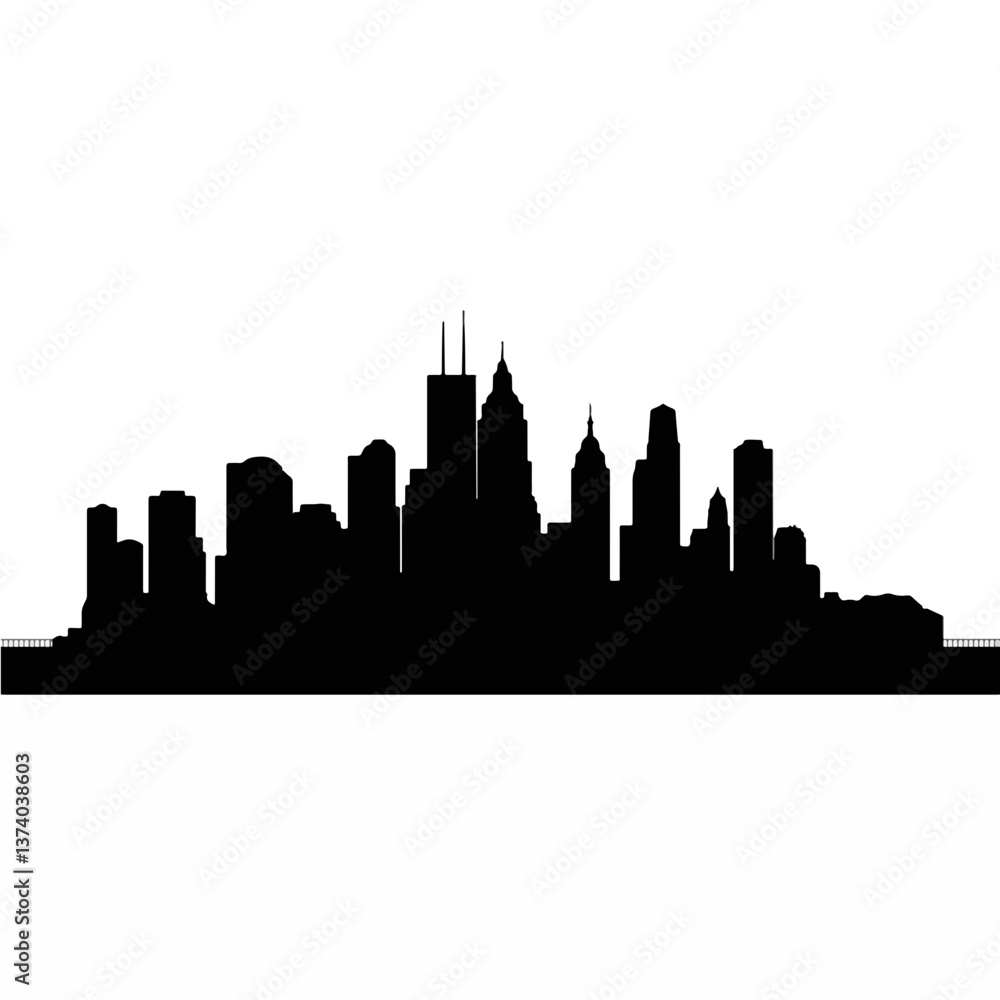 Obraz premium City skyline silhouette at night, urban travel inspiration
