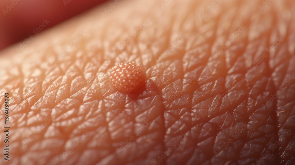 Fototapeta premium Close-up of a small skin growth on finger.