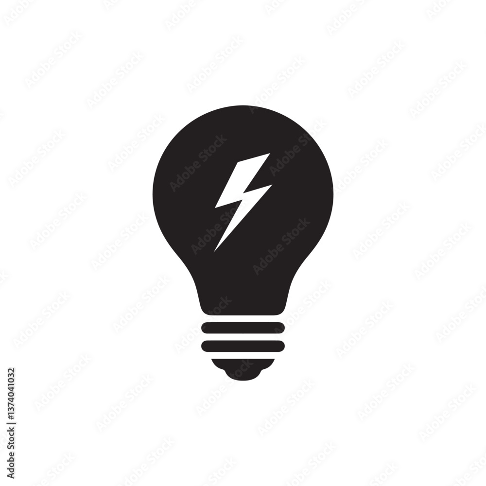 A black light bulb icon with a lightning bolt inside, symbolizing energy, electricity, innovation, and ideas. Perfect for technology, power, creativity, and brainstorming-related themes. A black light bulb icon with a lightning bolt inside, symbolizing energy, electricity, innovation, and ideas. Perfect for technology, power, creativity, and brainstorming-related themes.