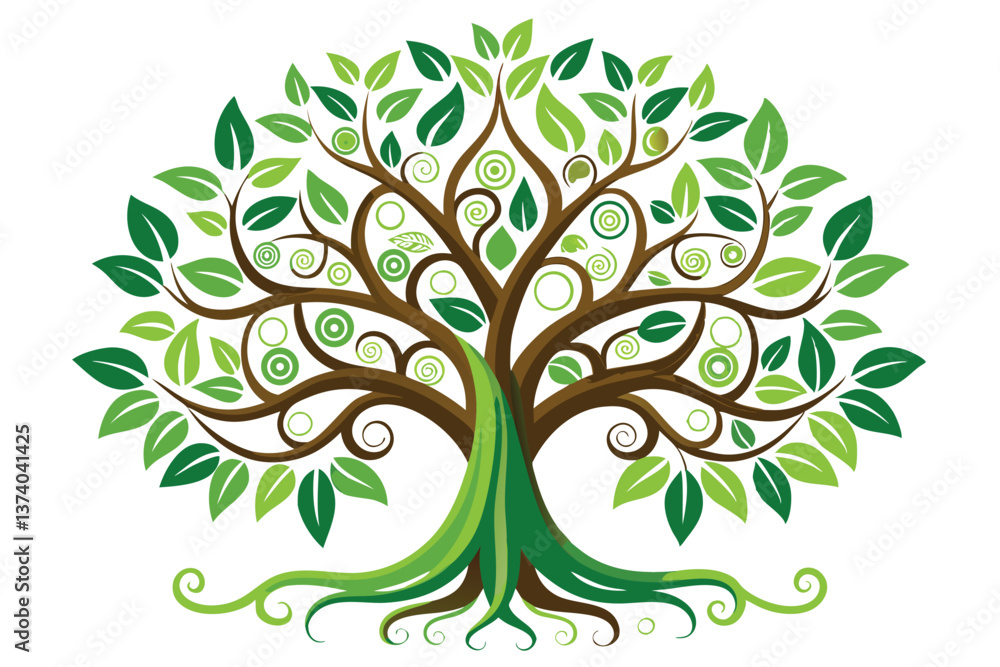 Fototapeta premium Tree vector Illustration with Roots
