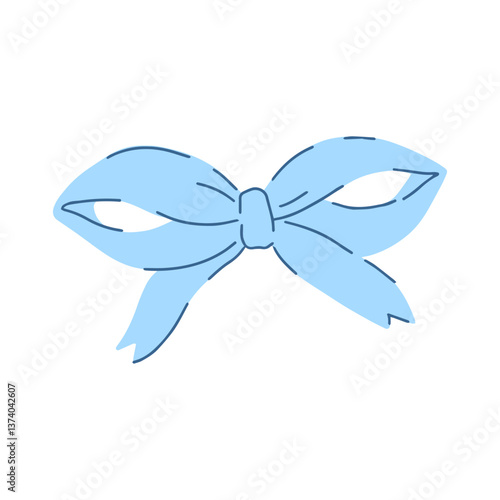 Elegant blue ribbon illustration for wedding, birthday, and romantic gift decorations in a vintage style.