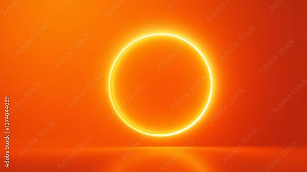 Glowing solar ring on vibrant orange background symbolizing cosmic energy. Glowing solar ring on vibrant orange background symbolizing cosmic energy.