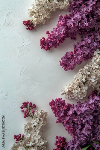 Lilac Flowers Arranged Artistically on a White Background for Decorative Purp...