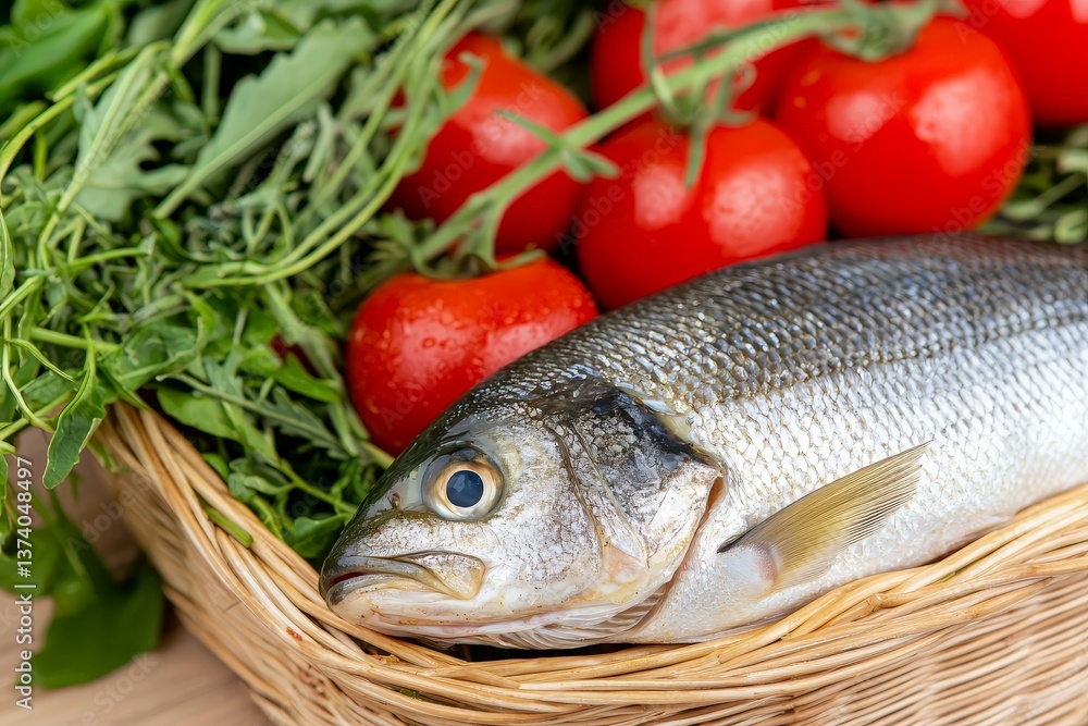 Fresh whole silver fish with tomato and parsley on rustic wooden board showing natural texture raw food surface perfect for seafood concept gourmet cooking and culinary presentation Fresh whole silver fish with tomato and parsley on rustic wooden board showing natural texture raw food surface perfect for seafood concept gourmet cooking and culinary presentation