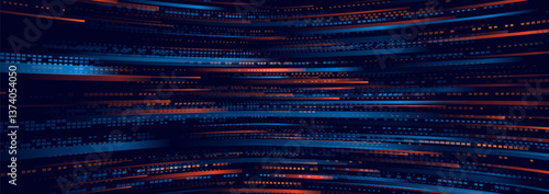 Digital data streams in a vector background symbolize advanced big data technologies 5G connectivity and high-speed information flow within immersive virtual reality.