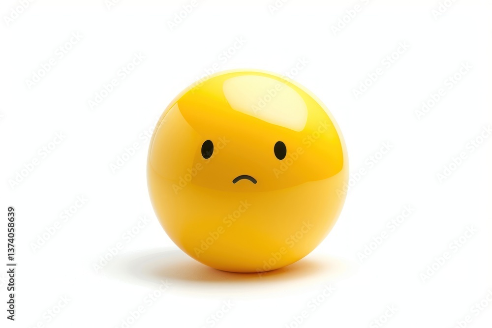 Fototapeta premium Yellow sphere emoji with wonder face yellow illustration expression.