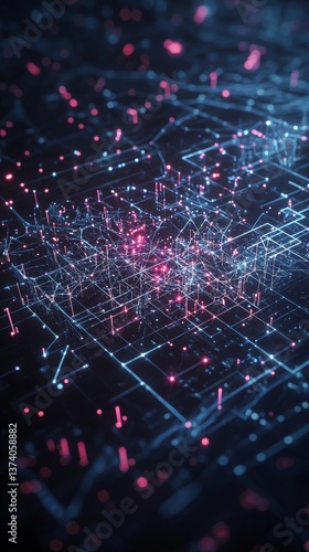 From the horizon, a vibrant red light beam emerges to illuminate a futuristic urban landscape