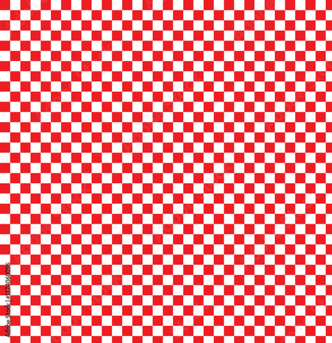Red and white checkered pattern background. Vector illustration of red and white squares. Wallpaper consist of repeatable texture. Croatian checkerboard concept. EPS 10