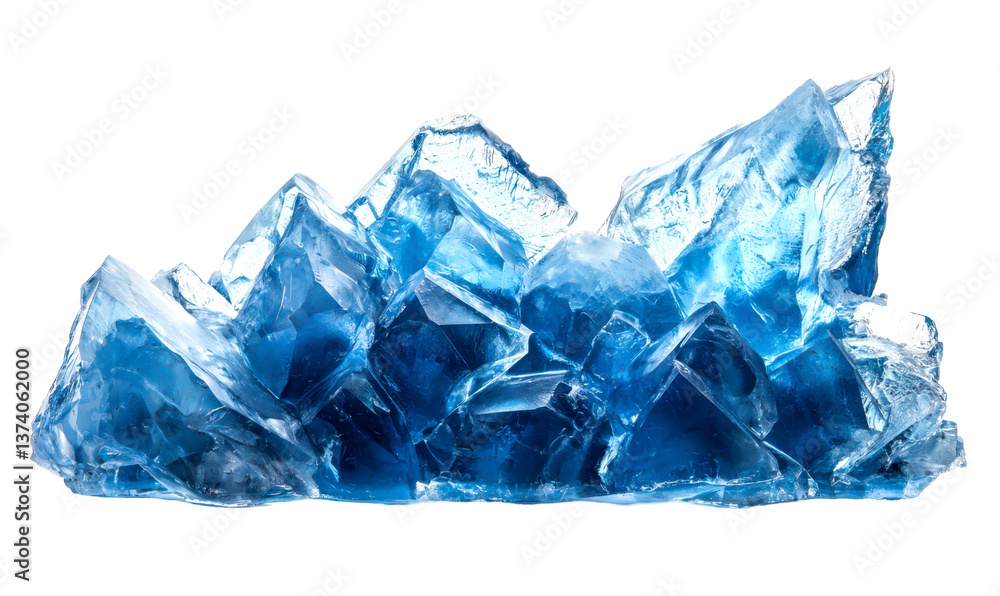 Obraz premium Close-Up of Crystalline Ice Fractures with Frosty Details Isolate on Transparent Background, cutout, png