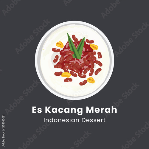 Vector illustration of red bean ice or es kacang merah indonesian dessert