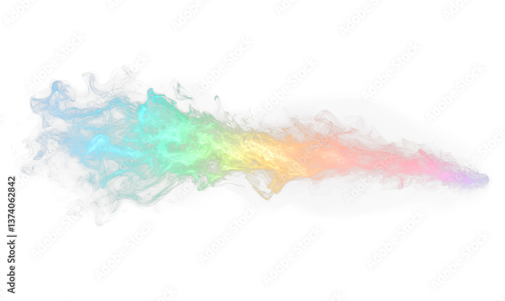 Fototapeta premium Colorful Mystical Rainbow Light Smoke Overlay for Fantasy Themes Isolate on Transparent Background, cutout, png
