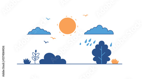 Cloud and Sun Weather Observation Vector Graphic Design for Meteorological and Atmospheric Concepts