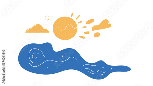 Cloud and Sun Weather Observation Vector Graphic Design for Meteorological and Atmospheric Concepts