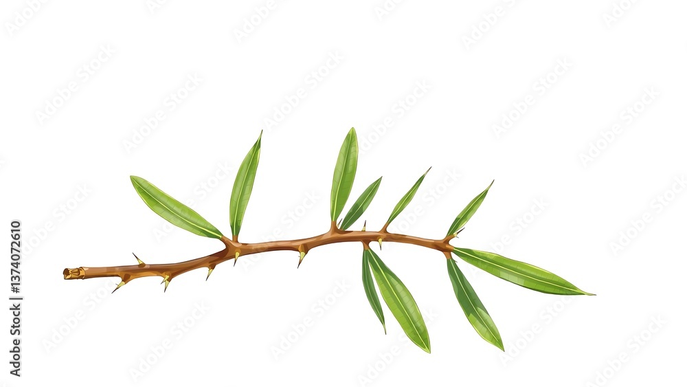 Fototapeta premium Acacia Tree Branch with Thorns