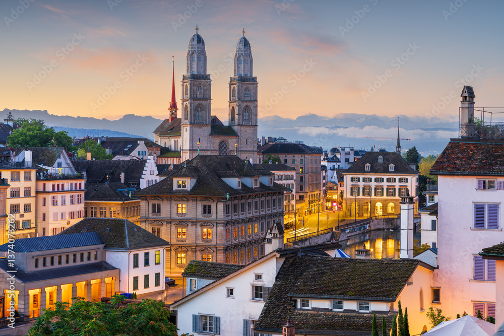 Zurich, Switzerland Town Skyline