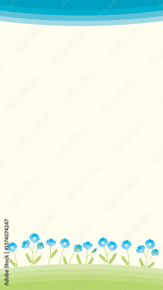 青い花のベクターイラスト ネモフィラ 背景 青い花のベクターイラスト ネモフィラ 背景