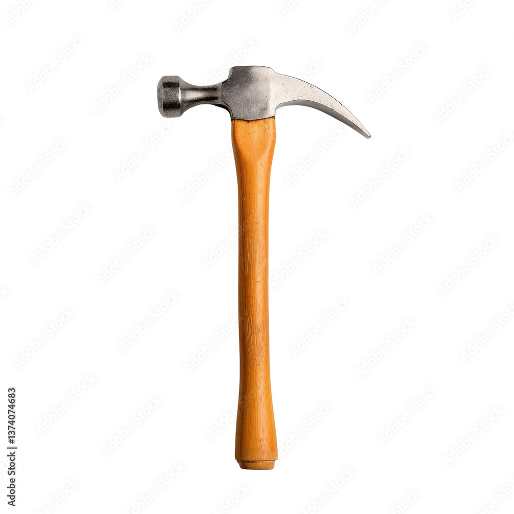 High-quality hammer with wooden handle and metal head isolated on white background High-quality hammer with wooden handle and metal head isolated on white background