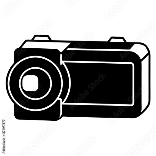 Digital camera on white background with lens and display